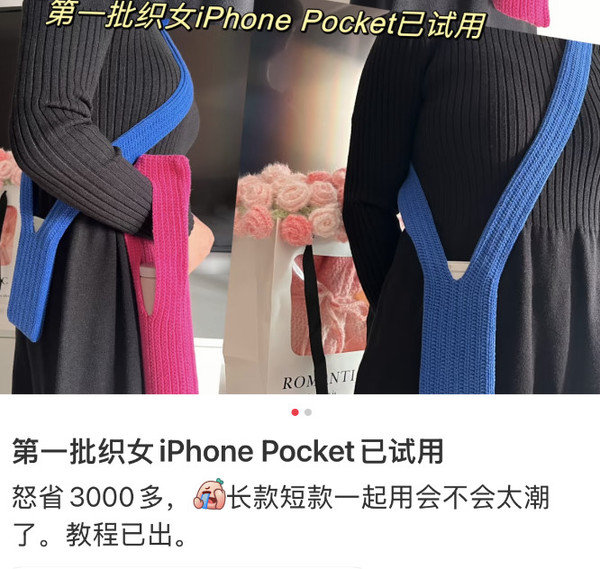 怒省3000多元!大量网友用钩针复刻iPhonePocket 怒省3000多元!大量网友用钩针复刻iPhonePocket